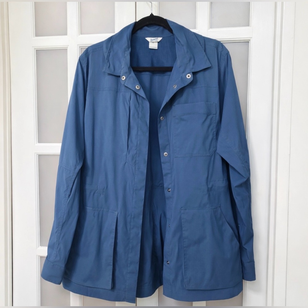 Duluth Trading No Fly Zone Jacket XL Blue Nylon Travel Hiking Fishing Coat